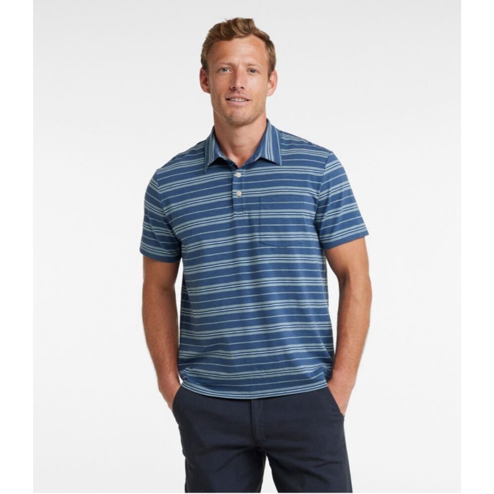 LL Bean Polo XXXL Lakewashed Performance SS Bright Mariner Stripe Shirt 3X NWT